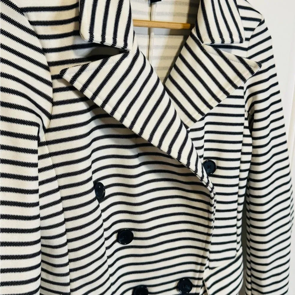 Banana Republic Striped Pea Coat in Black and White - Picture 4 of 9